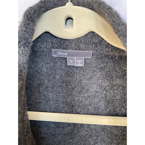 Vince Gray Wool Cashmere Blend Open Drape Front Cardigan Sweater, Large - Picture 3 of 3